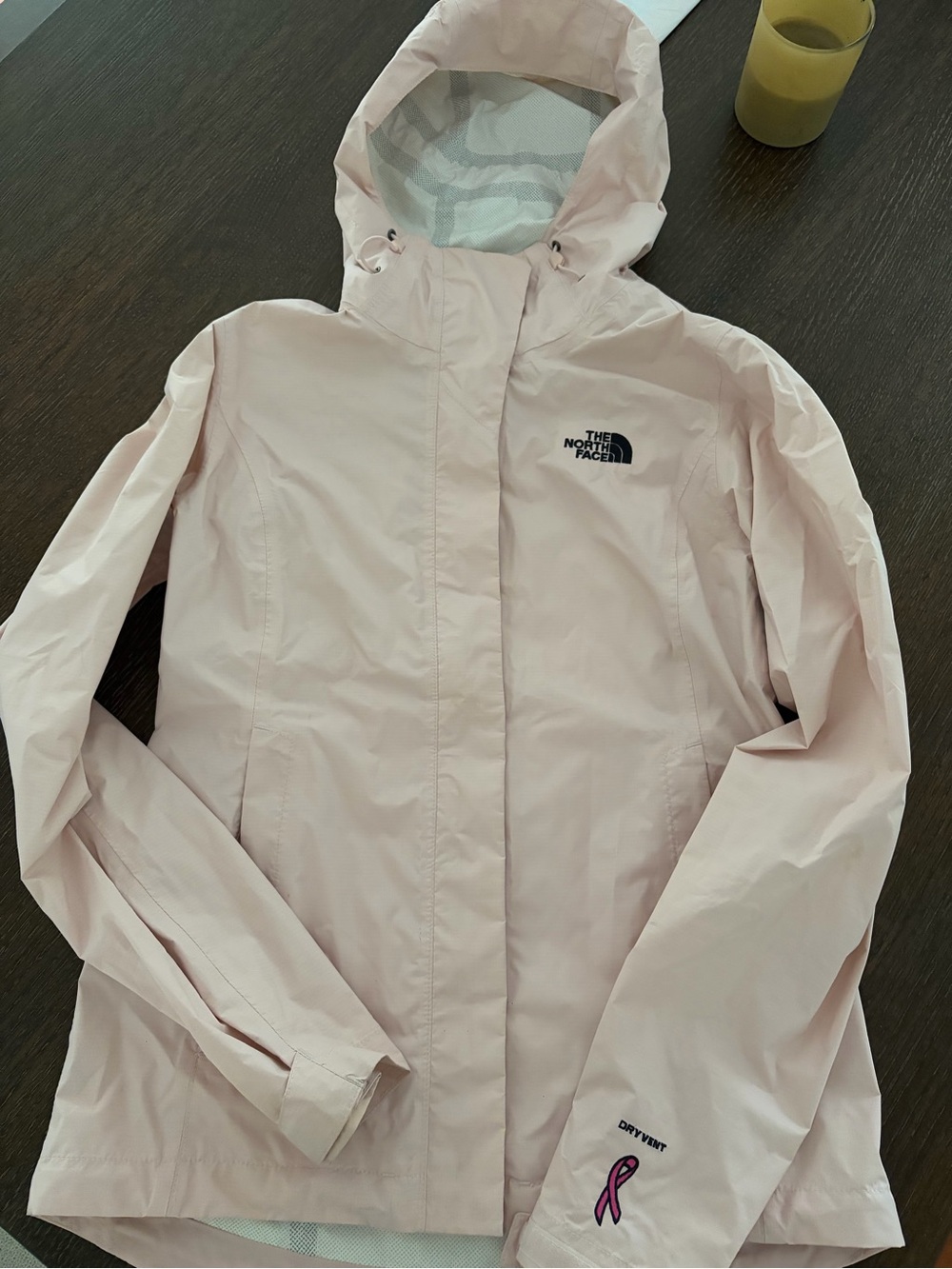 The North Face pink rain jacket